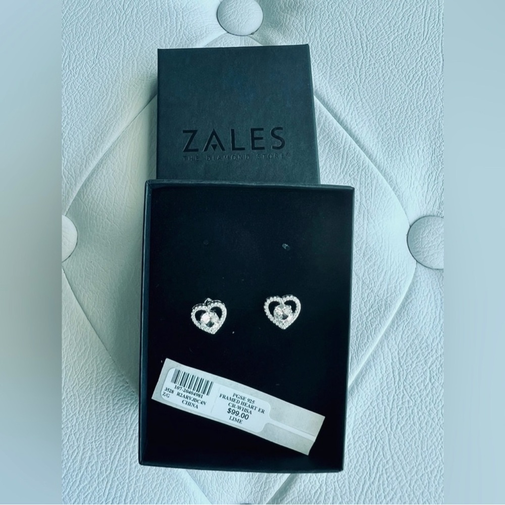 WHITE LAB-CREATED SAPPHIRE HEART STUD EARRINGS IN STERLING SILVER